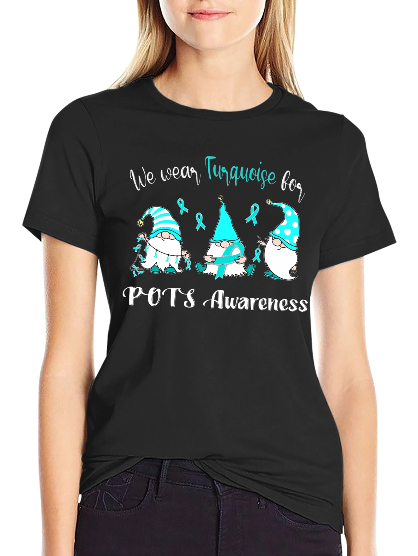 POTS Awareness Turquoise Ribbon Gnomes T-Shirt
