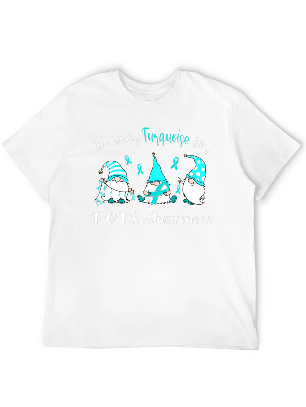 POTS Awareness Turquoise Ribbon Gnomes T-Shirt