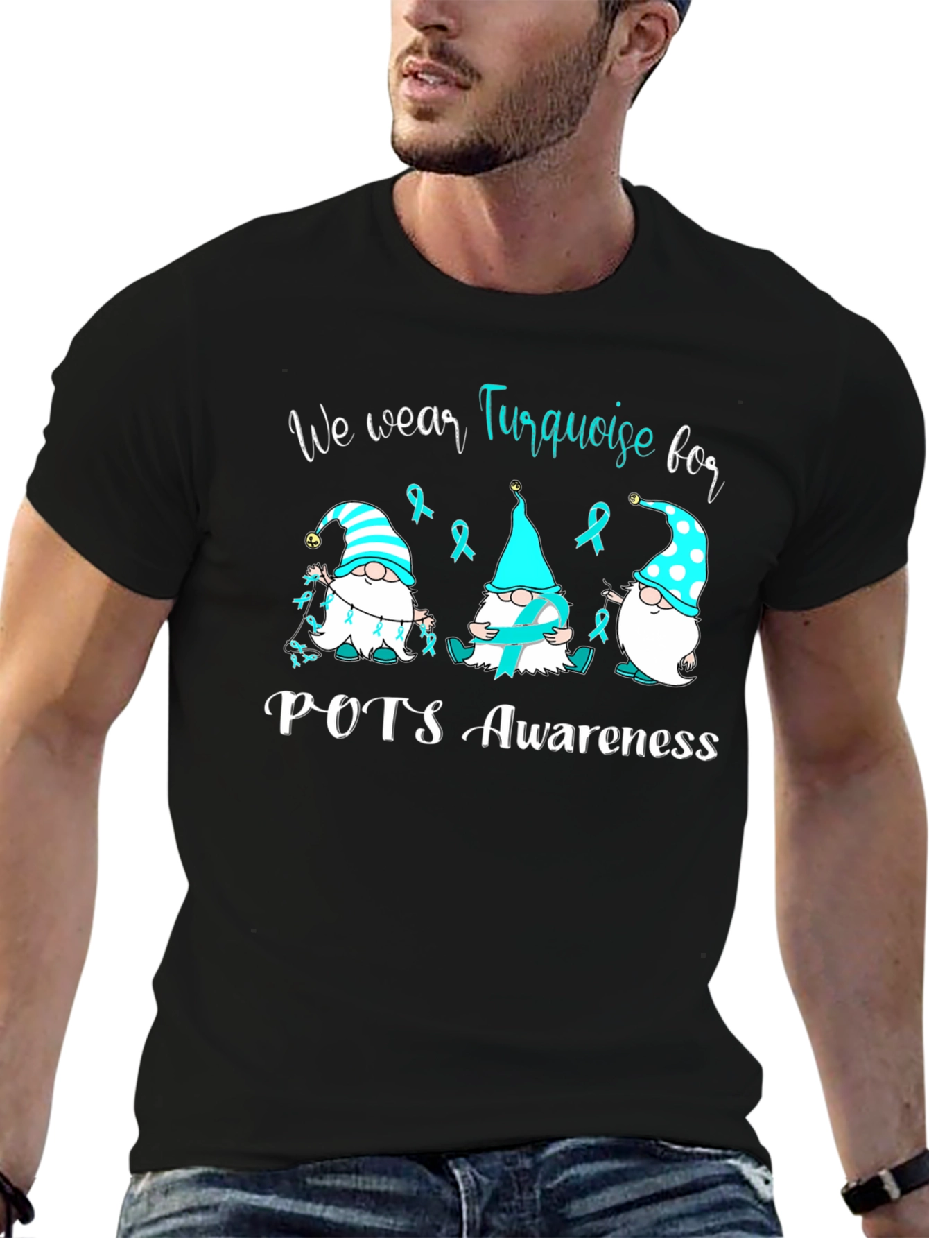 POTS Awareness Turquoise Ribbon Gnomes T-Shirt