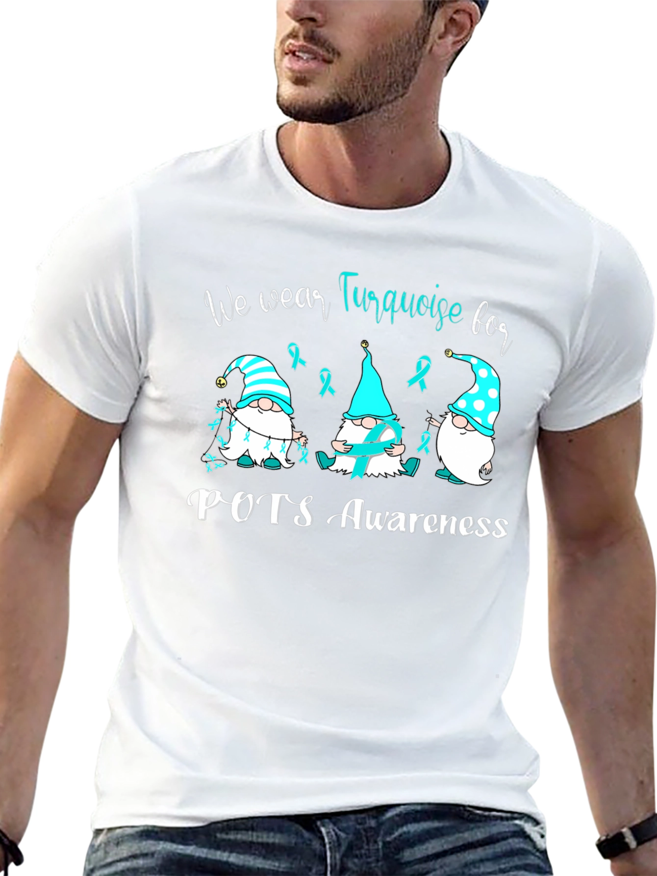 POTS Awareness Turquoise Ribbon Gnomes T-Shirt