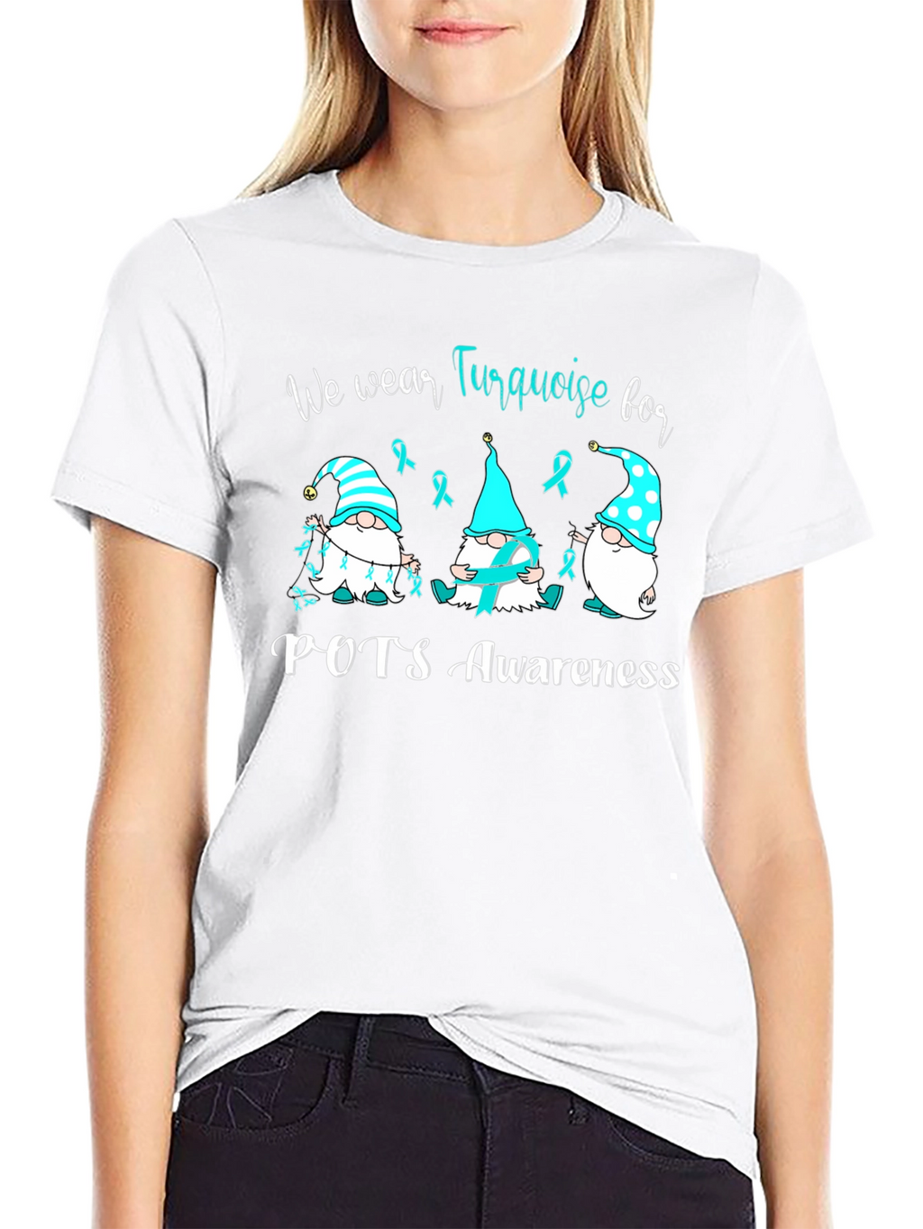 POTS Awareness Turquoise Ribbon Gnomes T-Shirt