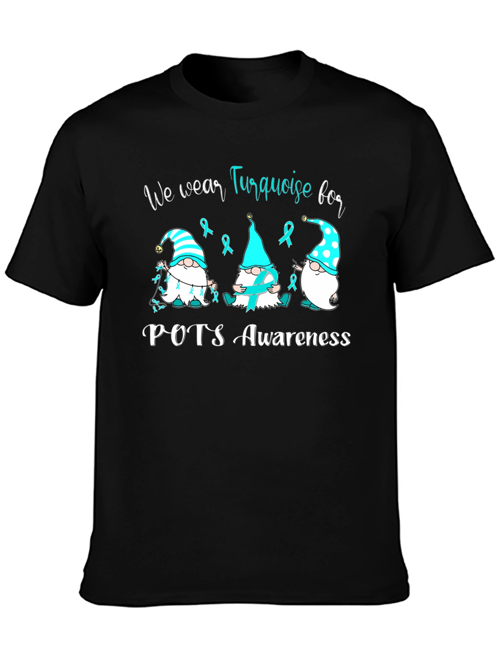 POTS Awareness Turquoise Ribbon Gnomes T-Shirt