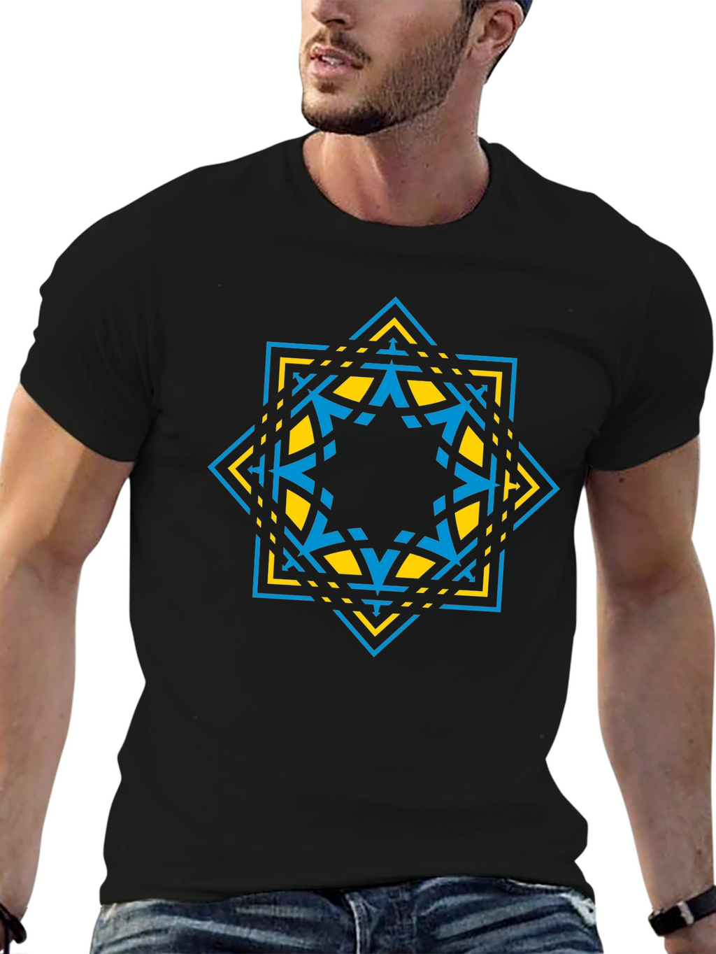 Geometric Star Graphic Tee - Modern Design