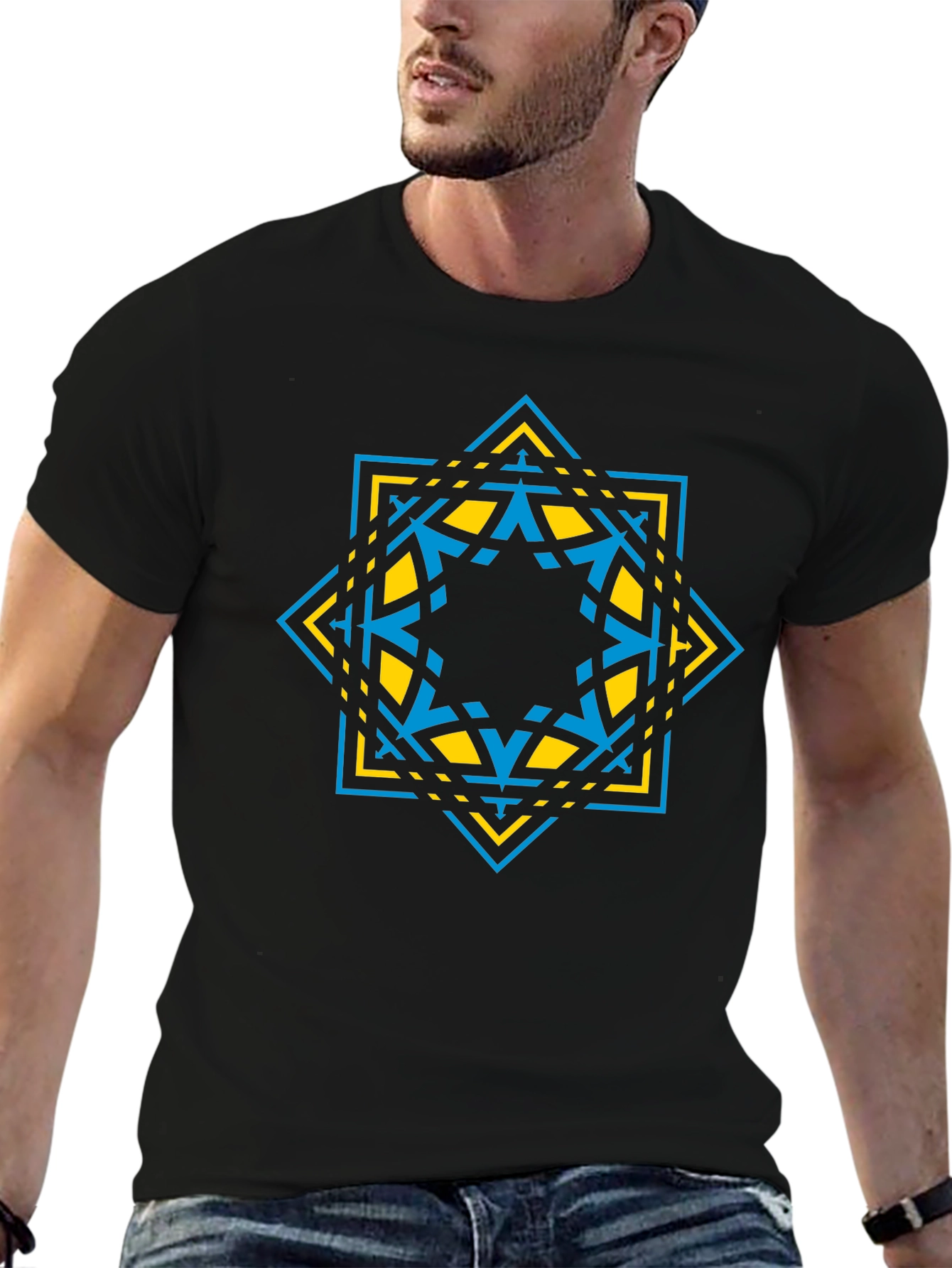 Geometric Star Graphic Tee - Modern Design