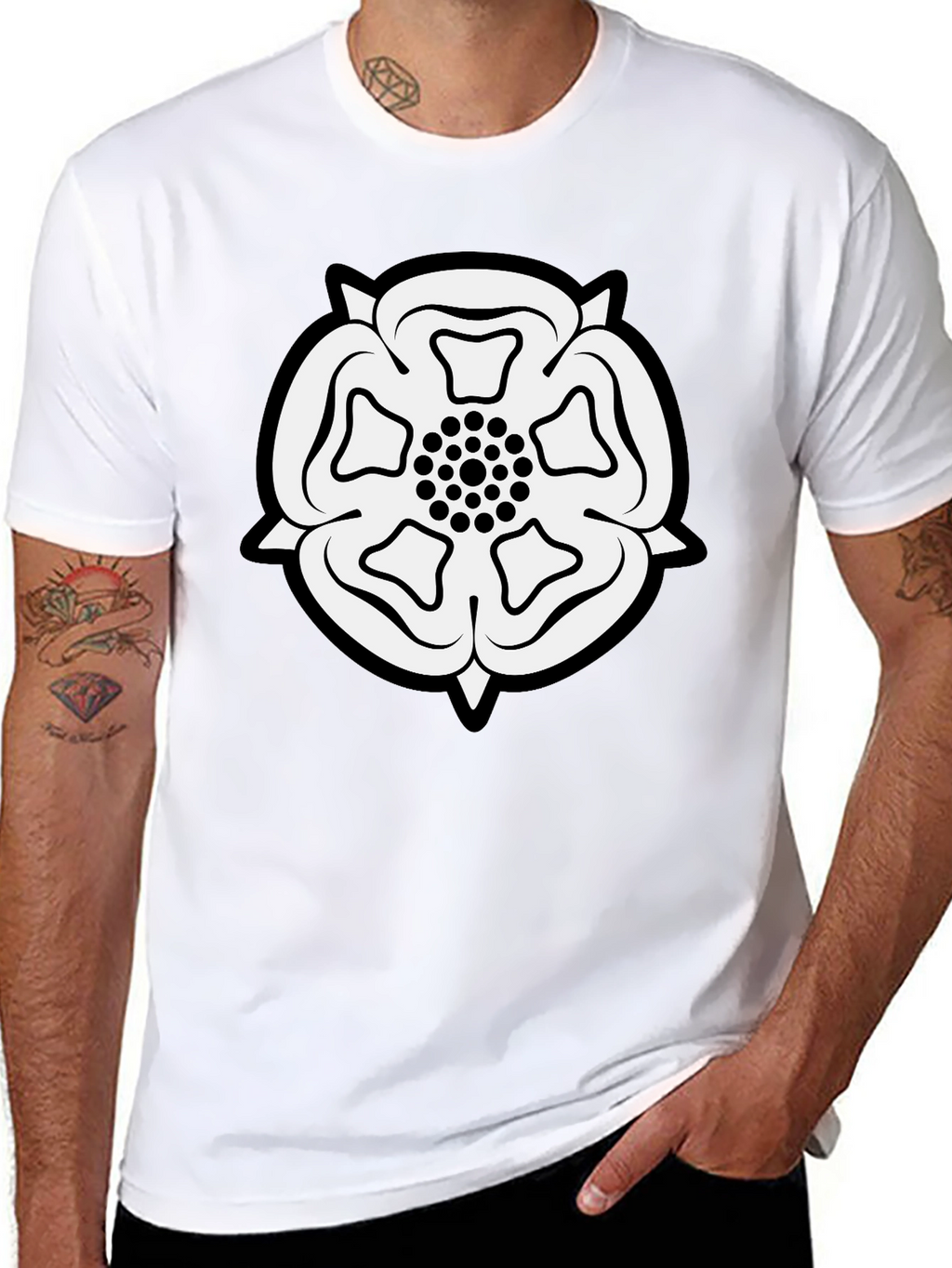 Yorkshire Rose Black T-Shirt - Classic England Emblem