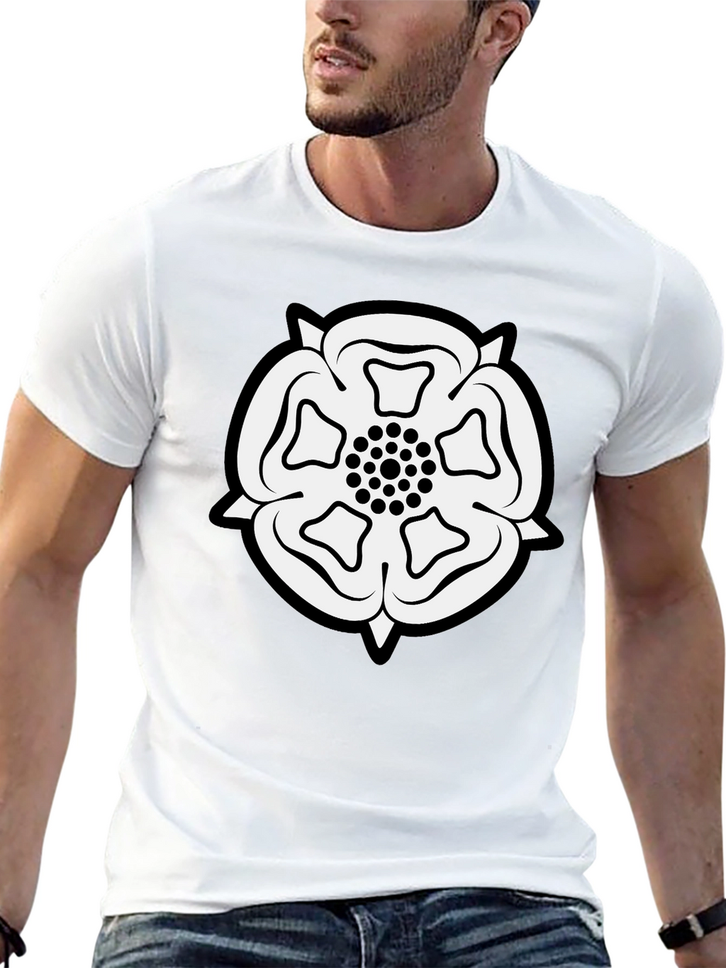 Yorkshire Rose Black T-Shirt - Classic England Emblem
