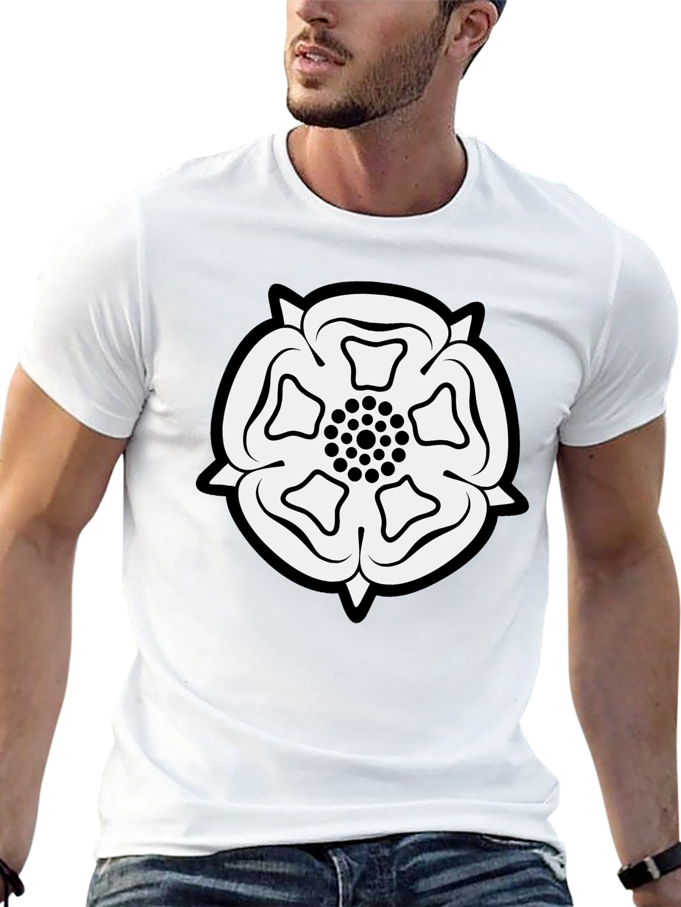 Yorkshire Rose Black T-Shirt - Classic England Emblem