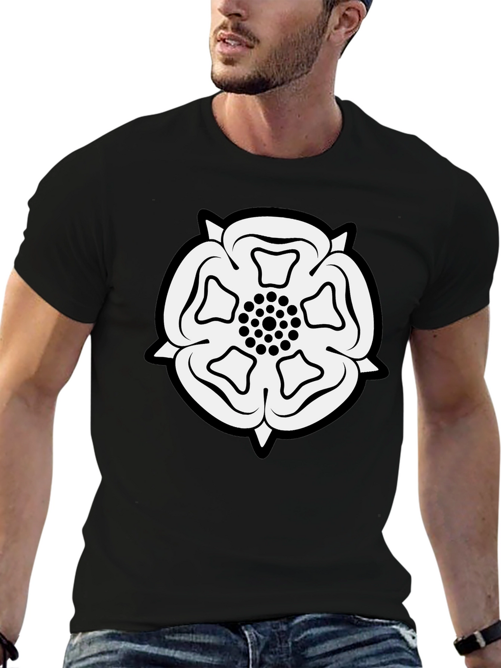 Yorkshire Rose Black T-Shirt - Classic England Emblem