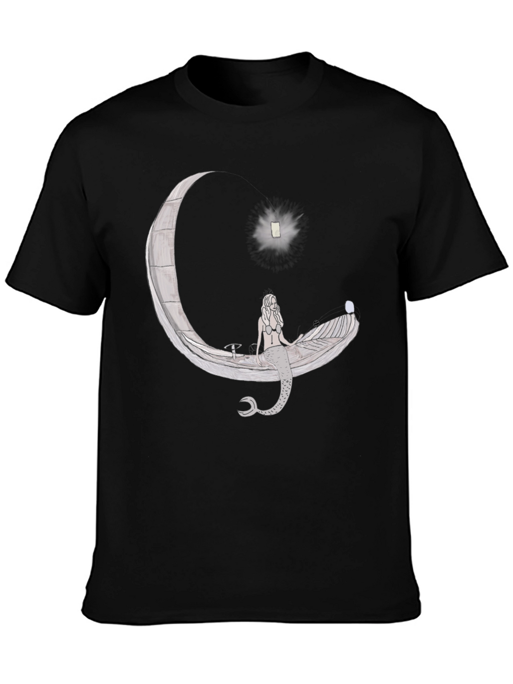 Mermaid Moon Boat Graphic T-Shirt - Unique Design