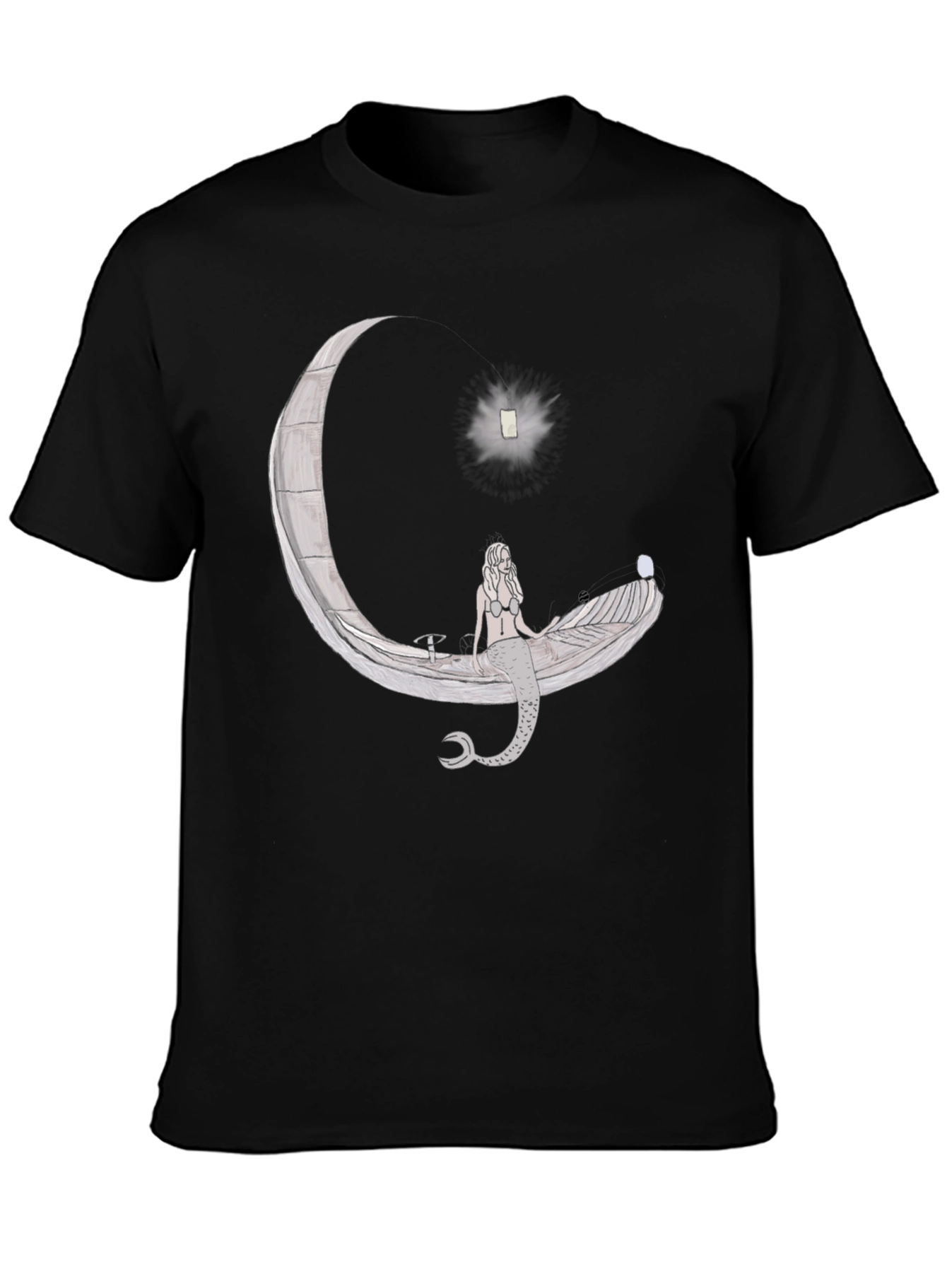Mermaid Moon Boat Graphic T-Shirt - Unique Design
