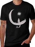 Mermaid Moon Boat Graphic T-Shirt - Unique Design