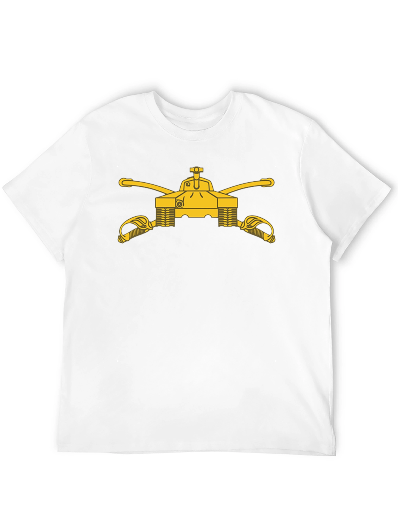 Black T-Shirt with Cavalry Tank & Swords Graphic