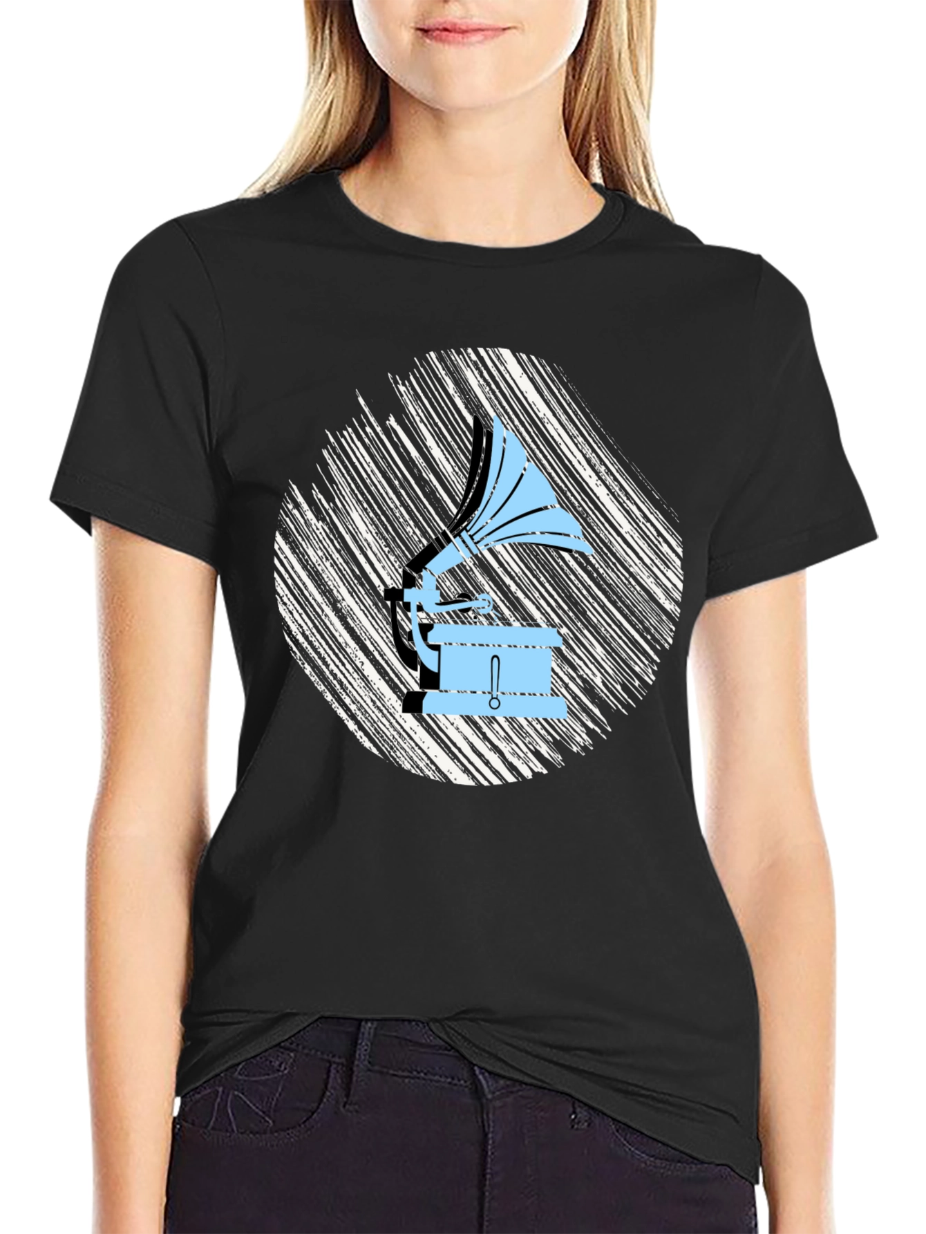 Retro Gramophone Graphic Tee - Vintage Music Lover Shirt