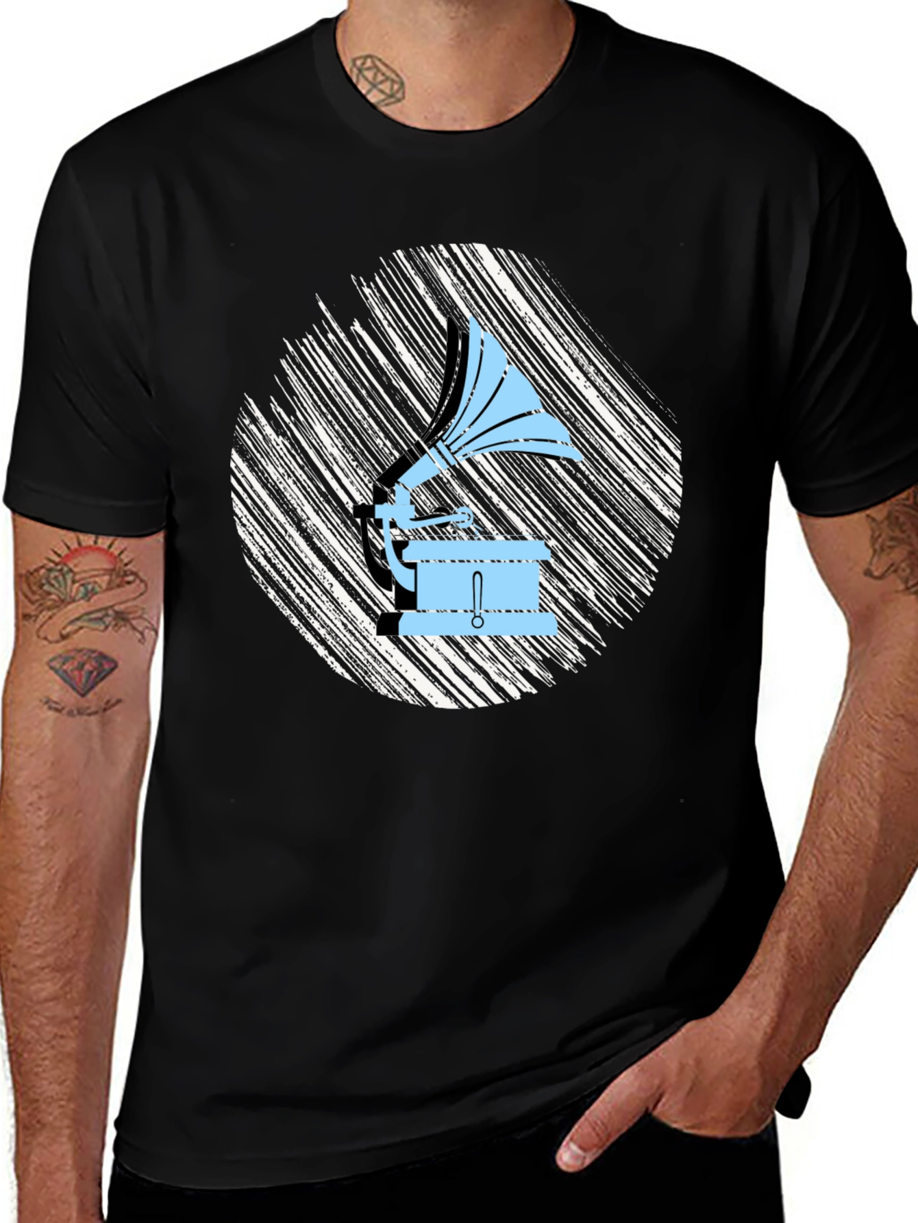 Retro Gramophone Graphic Tee - Vintage Music Lover Shirt