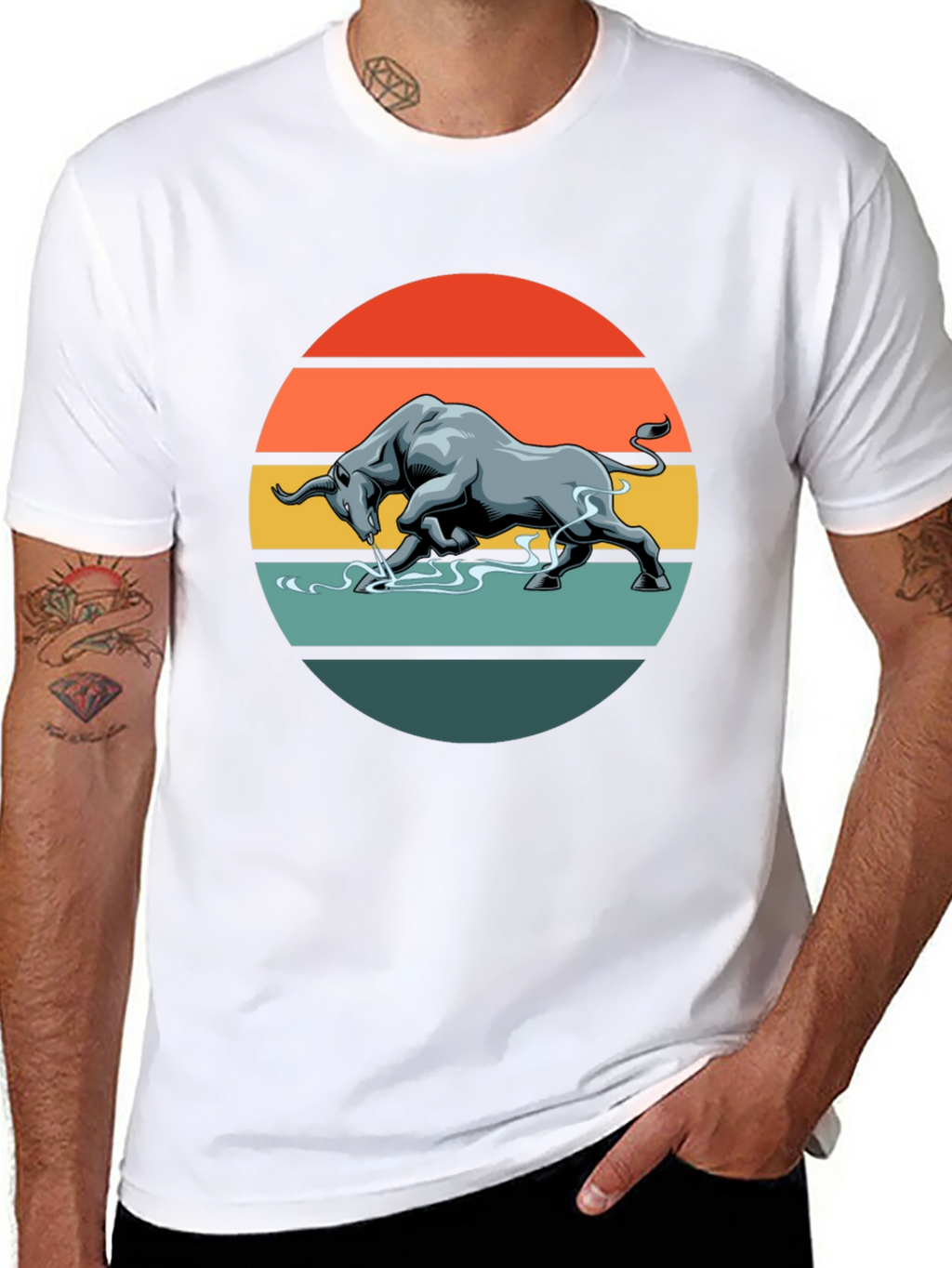 Charging Bull Graphic Tee - Retro Style