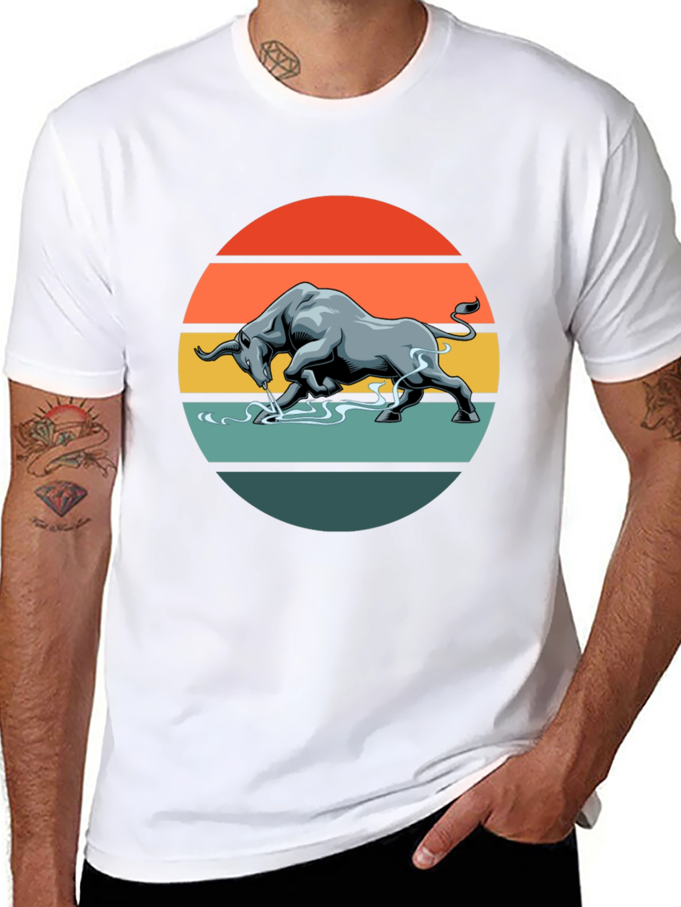 Charging Bull Graphic Tee - Retro Style