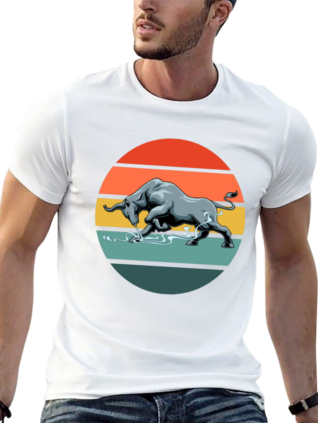 Charging Bull Graphic Tee - Retro Style