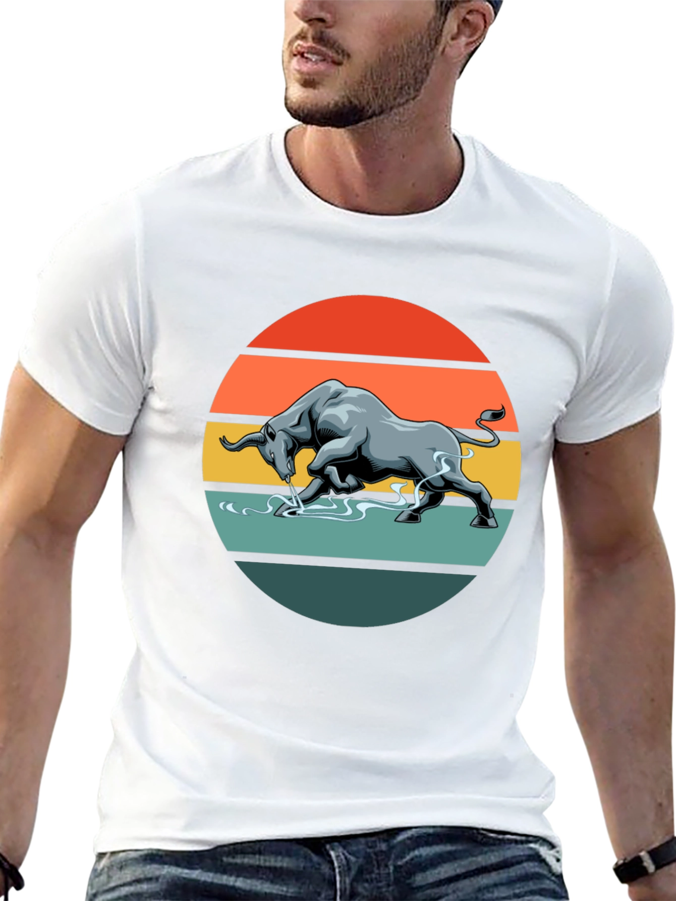 Charging Bull Graphic Tee - Retro Style