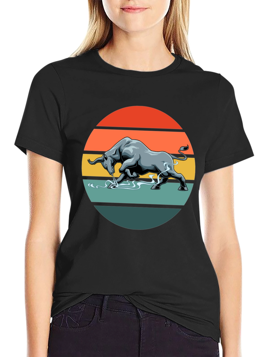 Charging Bull Graphic Tee - Retro Style