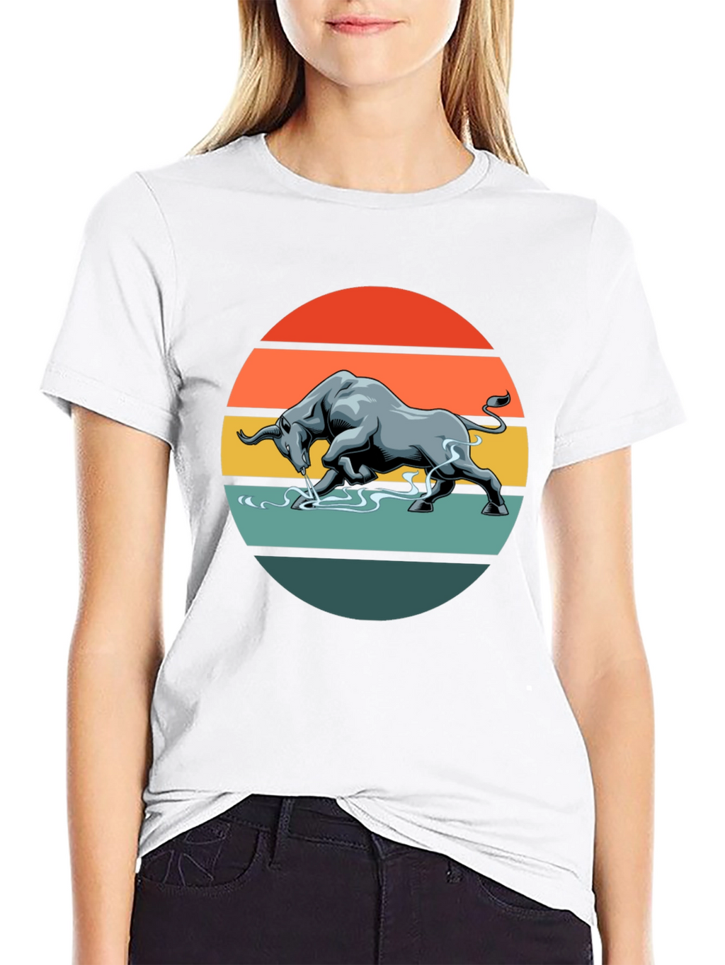 Charging Bull Graphic Tee - Retro Style