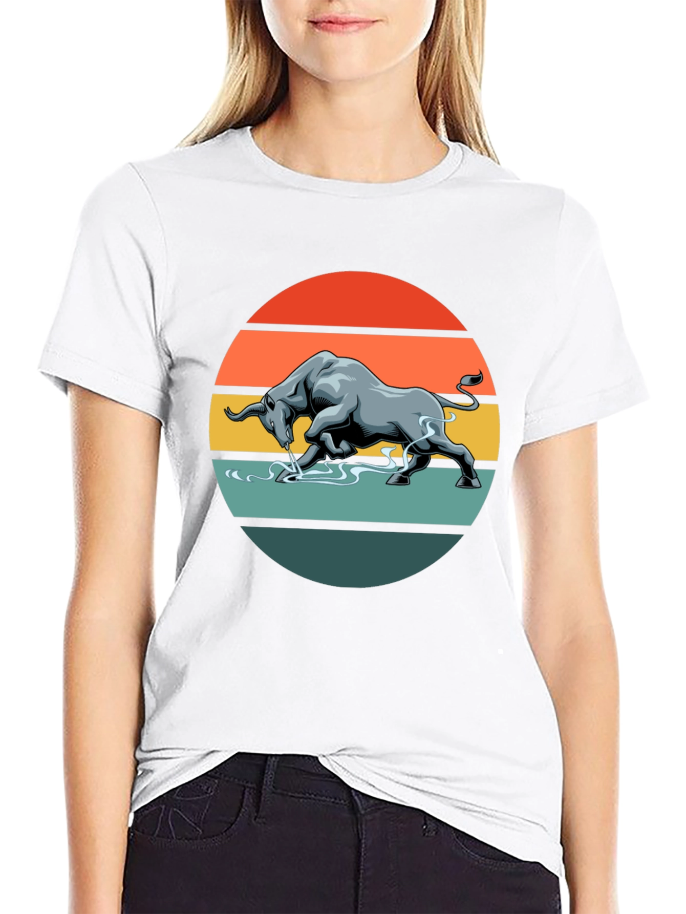 Charging Bull Graphic Tee - Retro Style