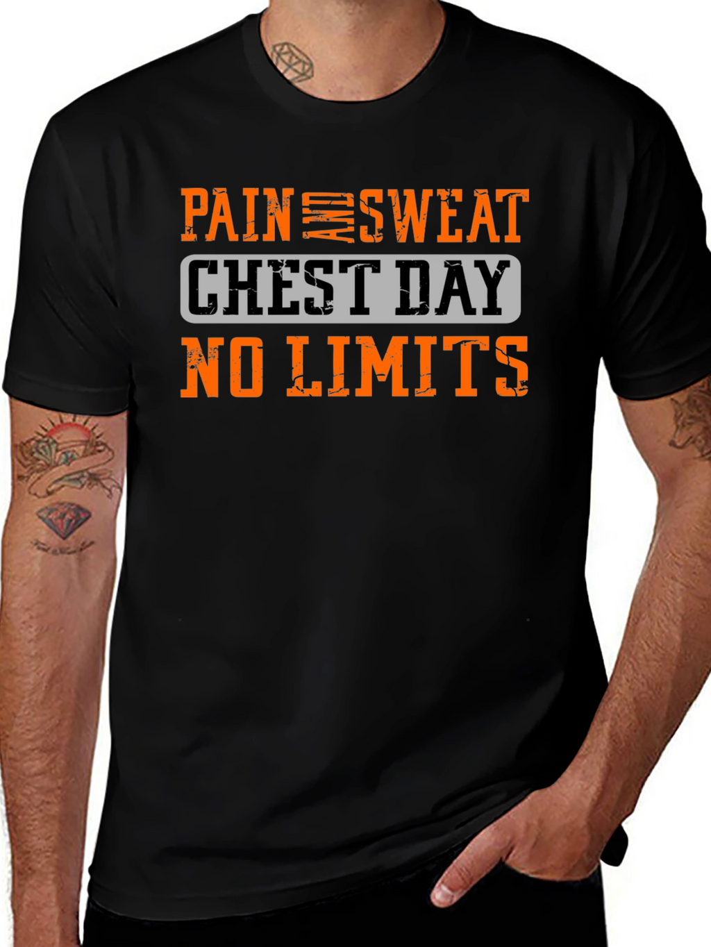 Pain Sweat Chest Day No Limits Black T-Shirt
