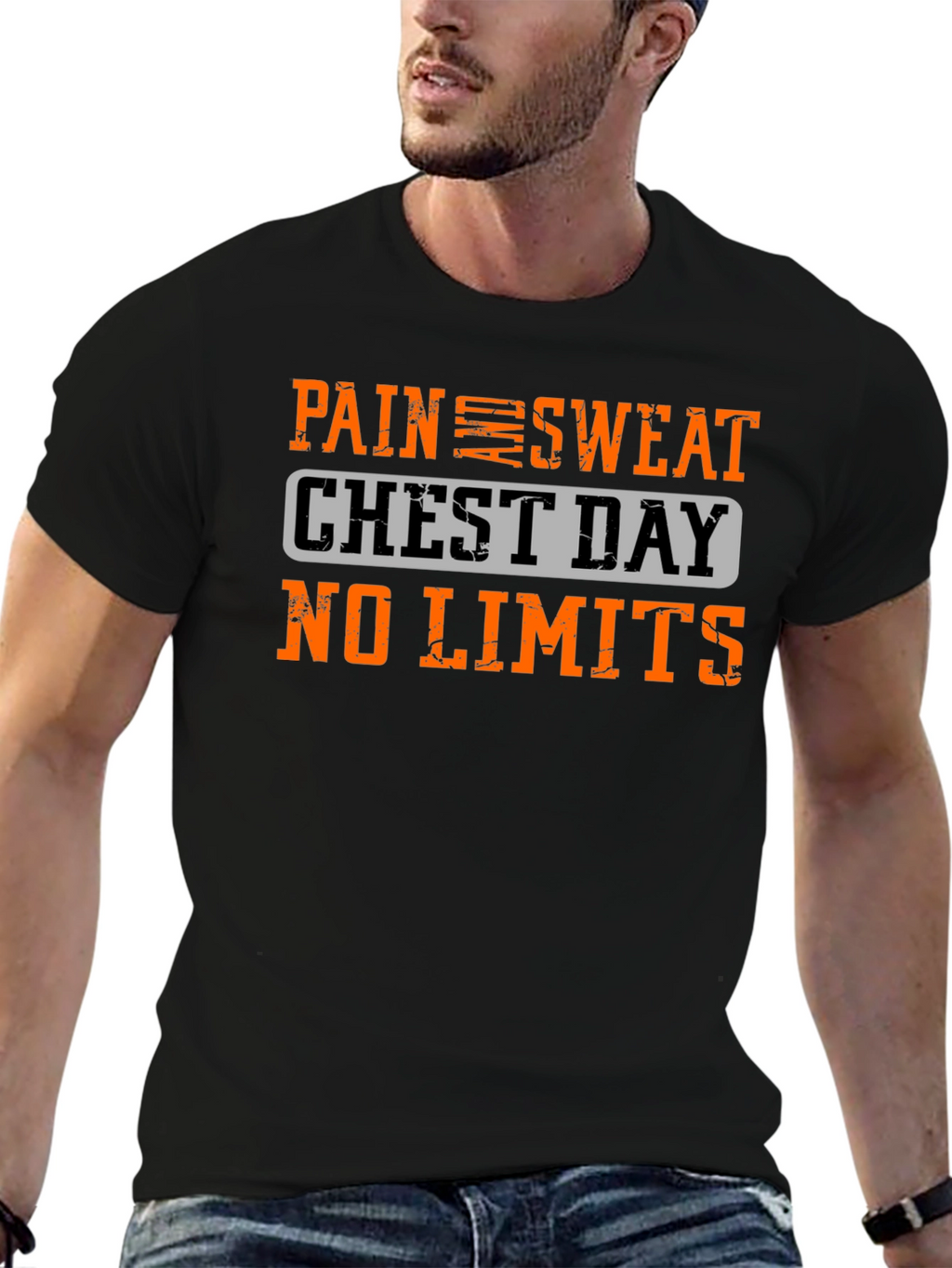 Pain Sweat Chest Day No Limits Black T-Shirt