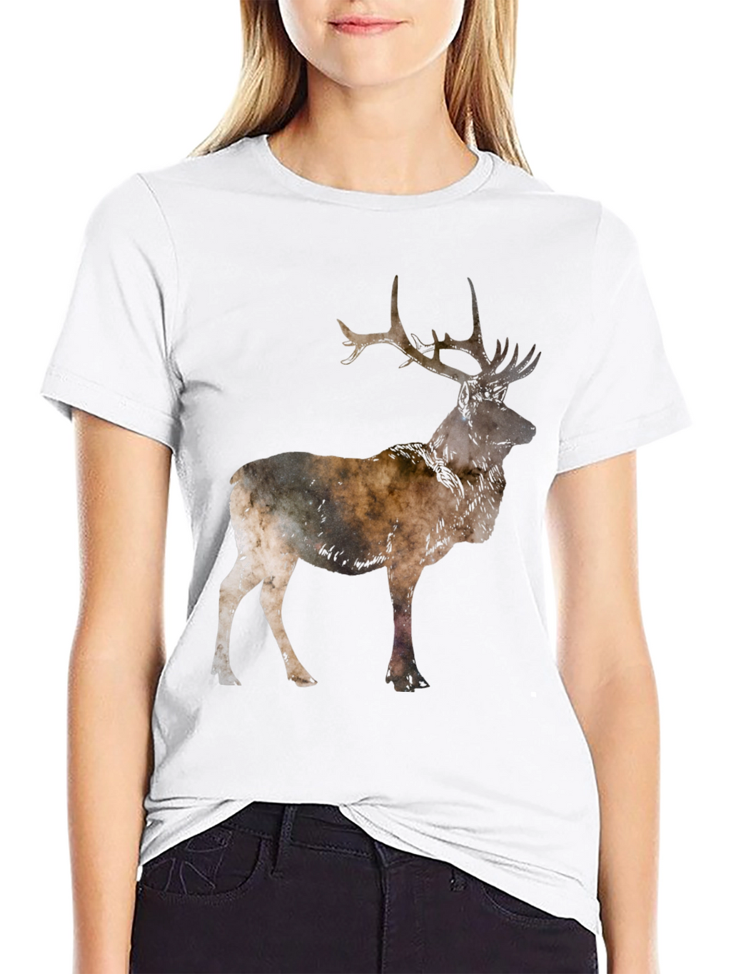 Deer Silhouette Black T-Shirt