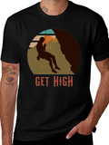 Get High Rock Climbing Black T-Shirt