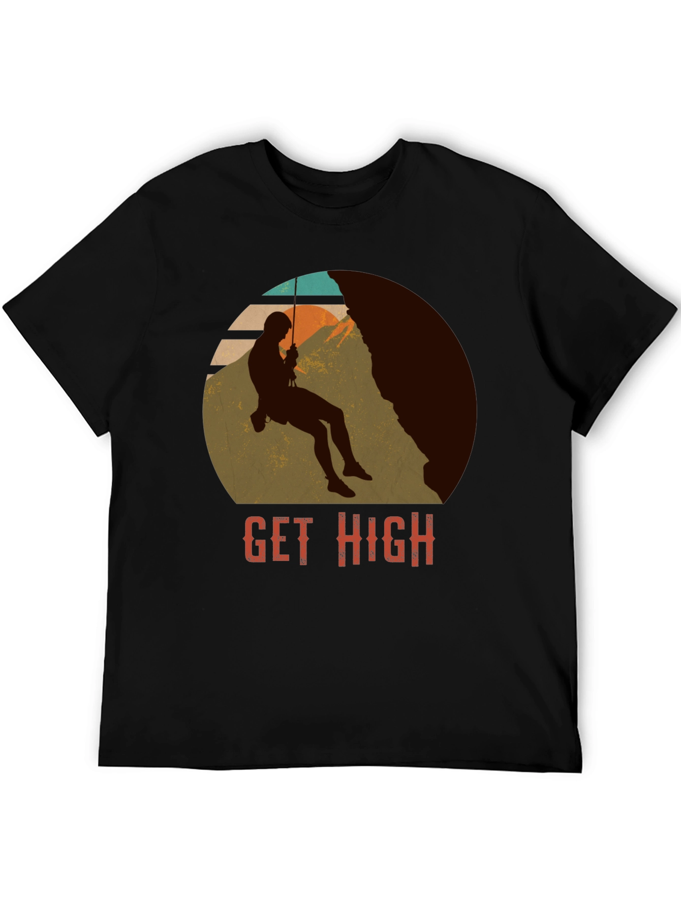 Get High Rock Climbing Black T-Shirt
