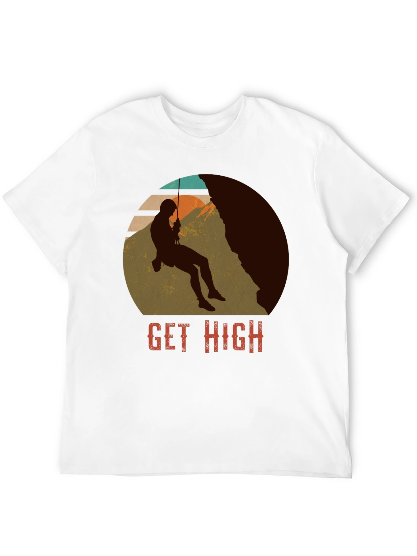 Get High Rock Climbing Black T-Shirt