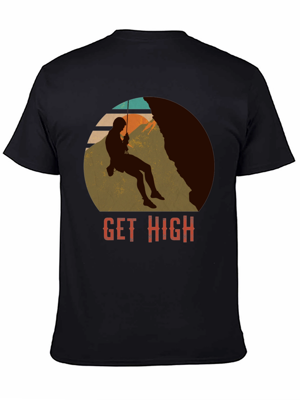 Get High Rock Climbing Black T-Shirt