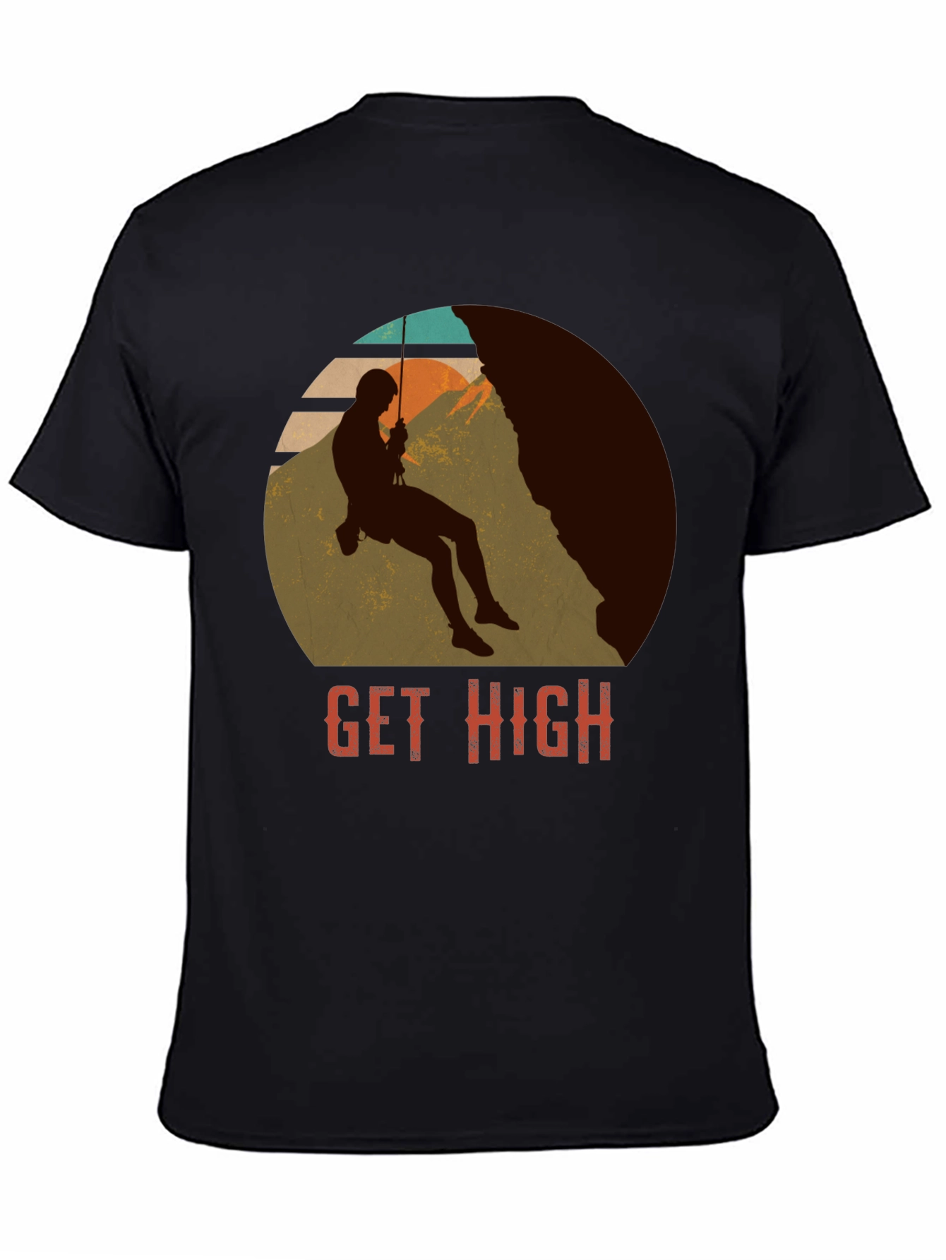 Get High Rock Climbing Black T-Shirt