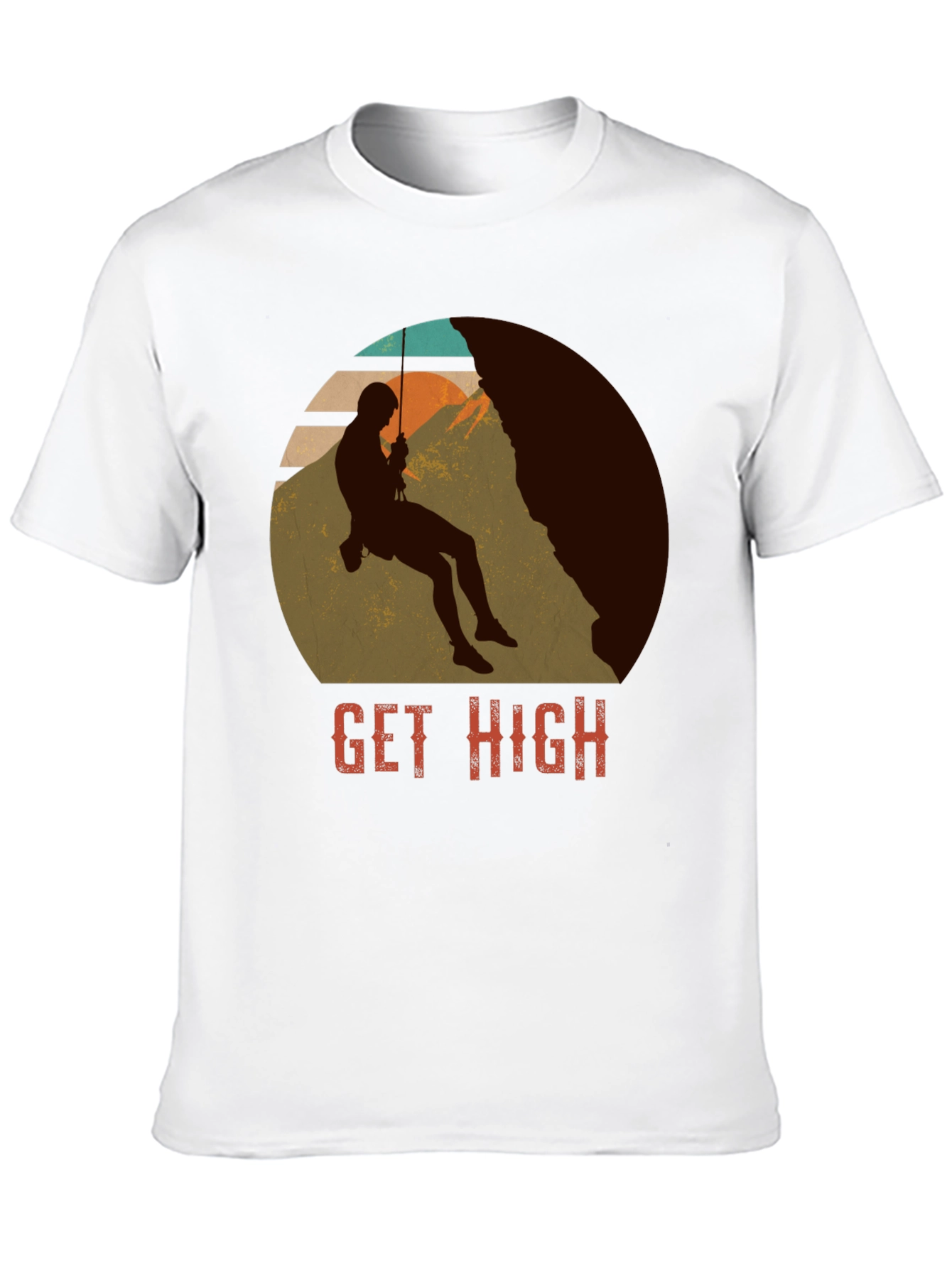 Get High Rock Climbing Black T-Shirt