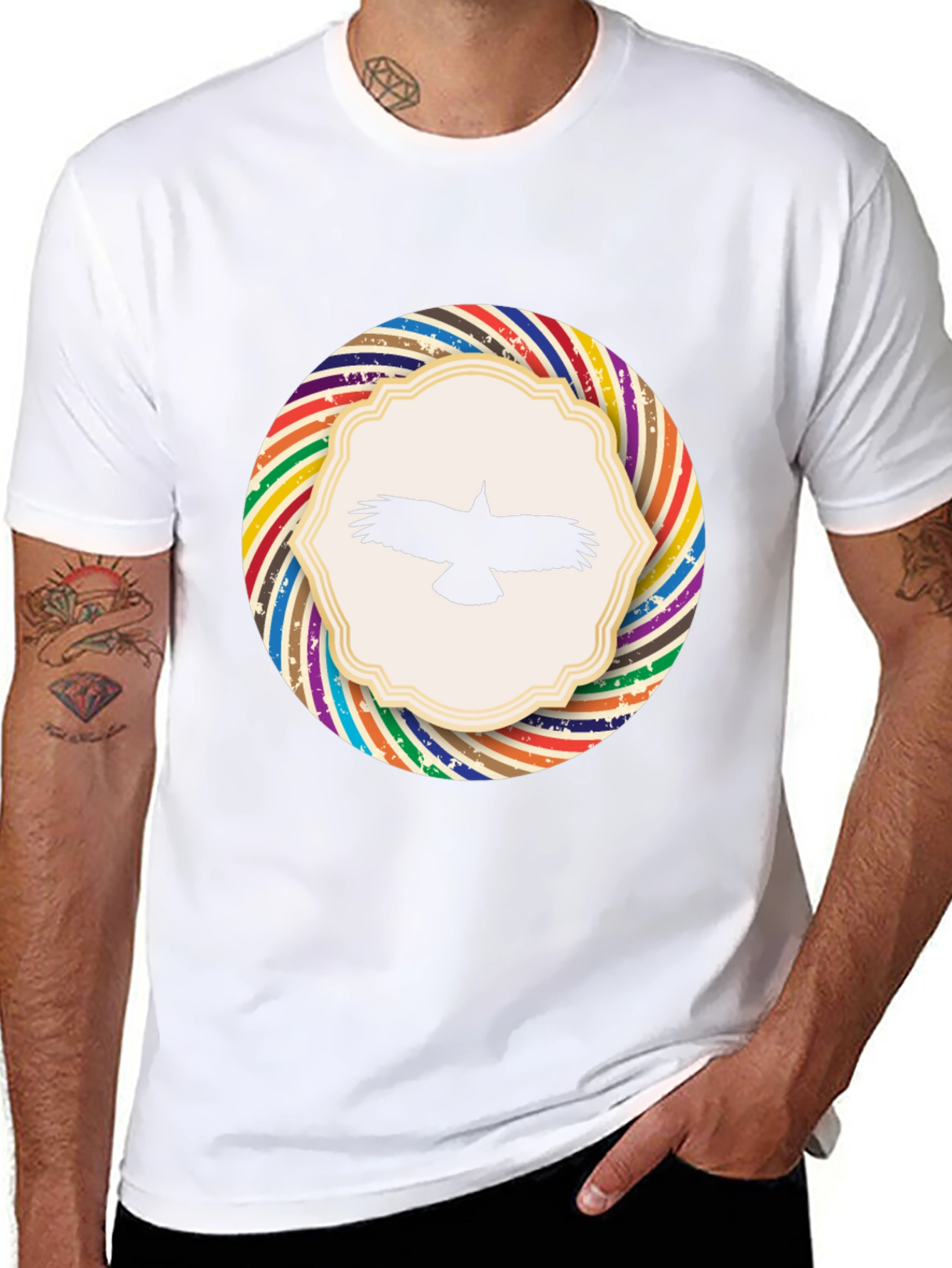 Stylish Black T-Shirt with Bird Graphic Design