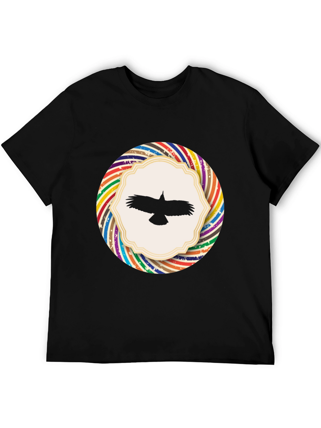 Stylish Black T-Shirt with Bird Graphic Design