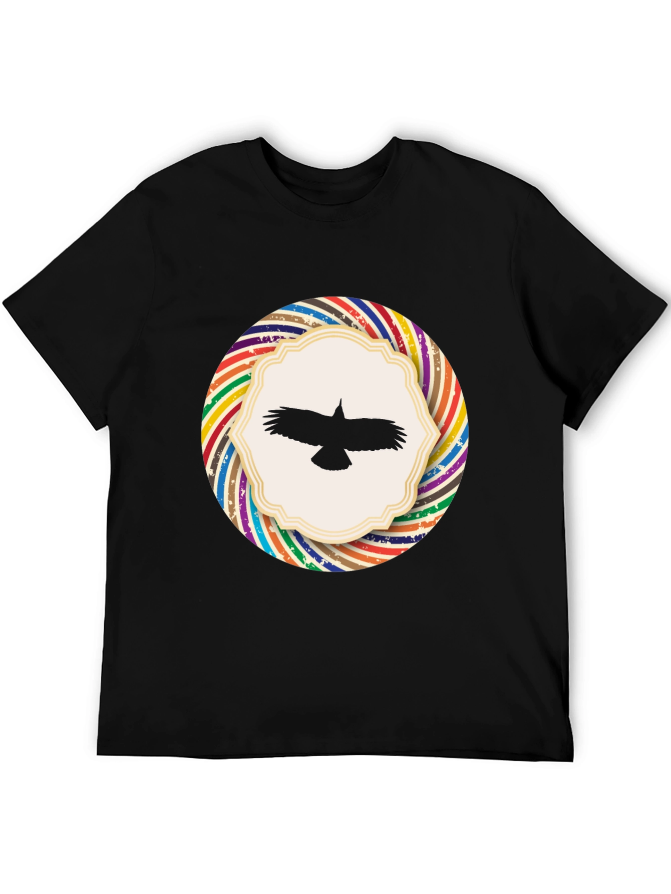 Stylish Black T-Shirt with Bird Graphic Design