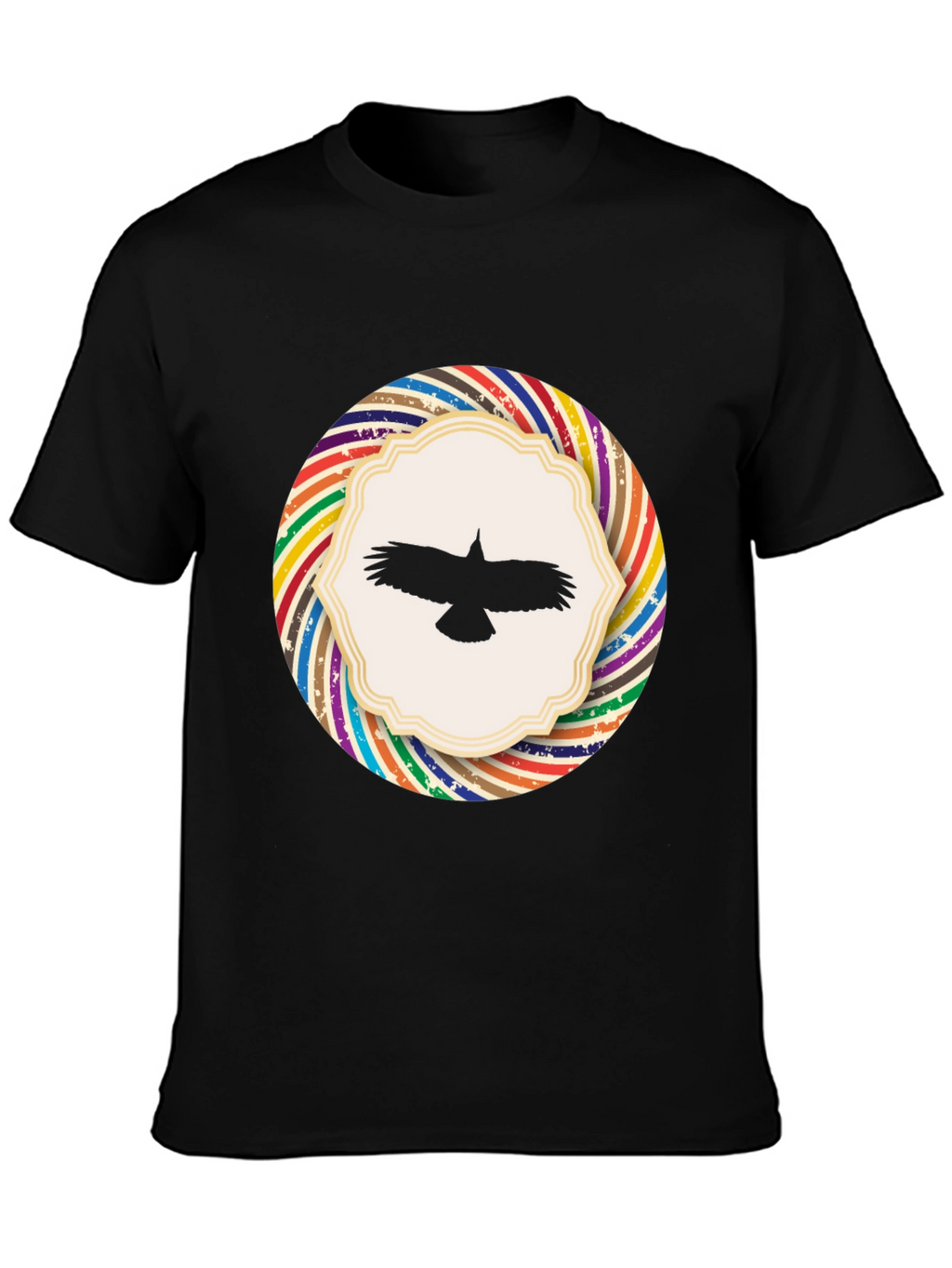 Stylish Black T-Shirt with Bird Graphic Design