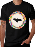 Stylish Black T-Shirt with Bird Graphic Design