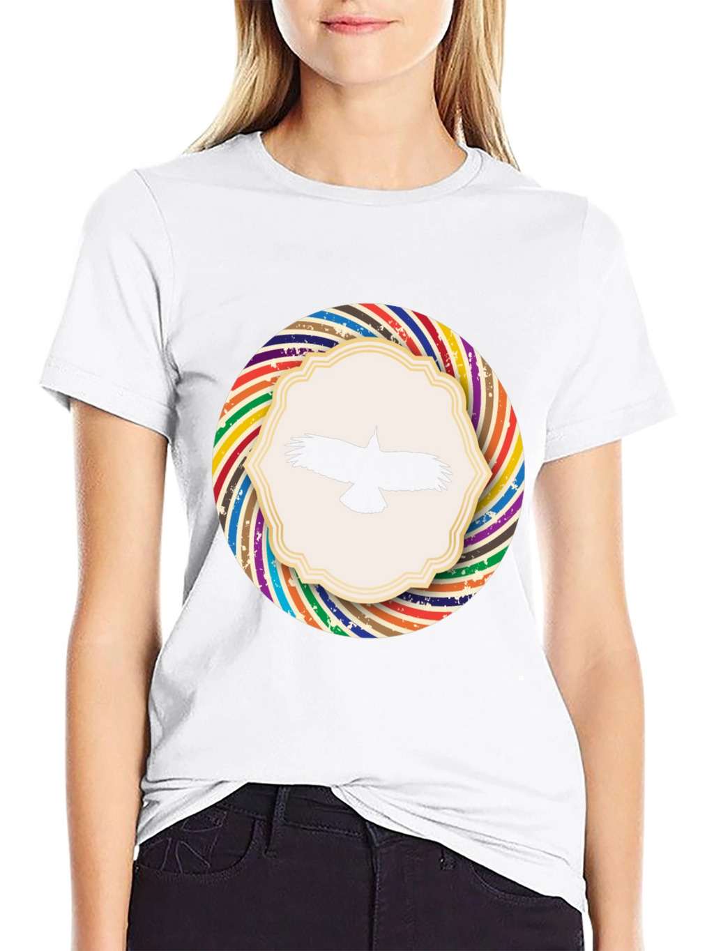 Stylish Black T-Shirt with Bird Graphic Design