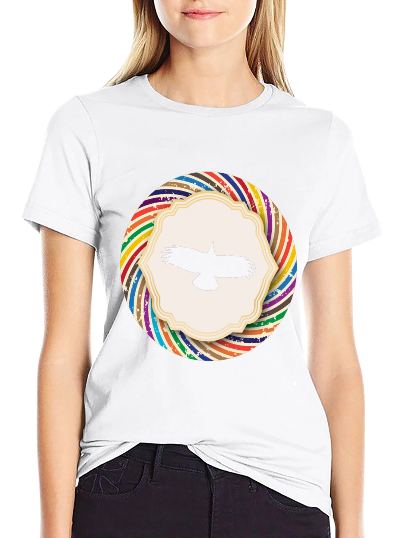 Stylish Black T-Shirt with Bird Graphic Design