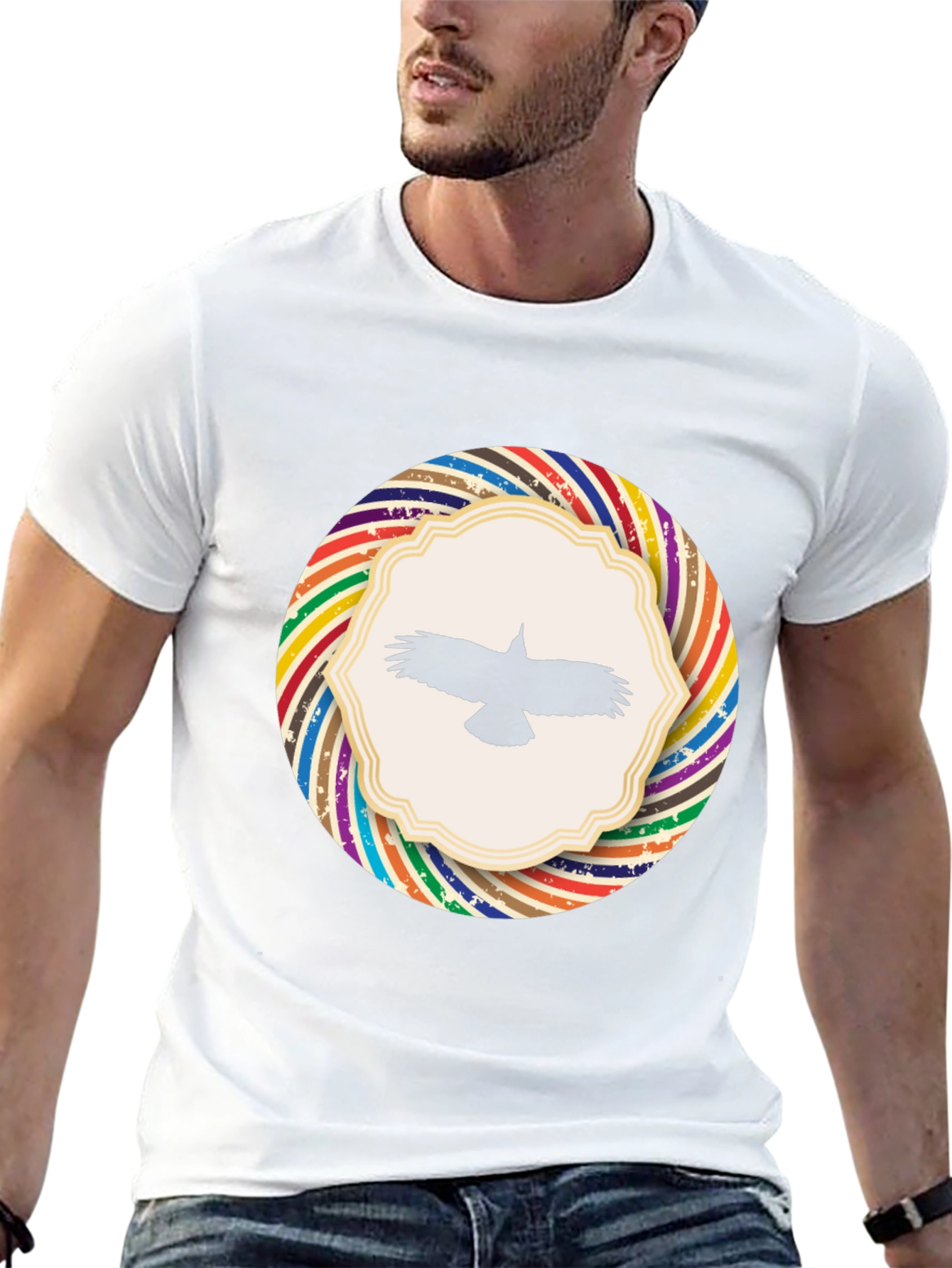 Stylish Black T-Shirt with Bird Graphic Design