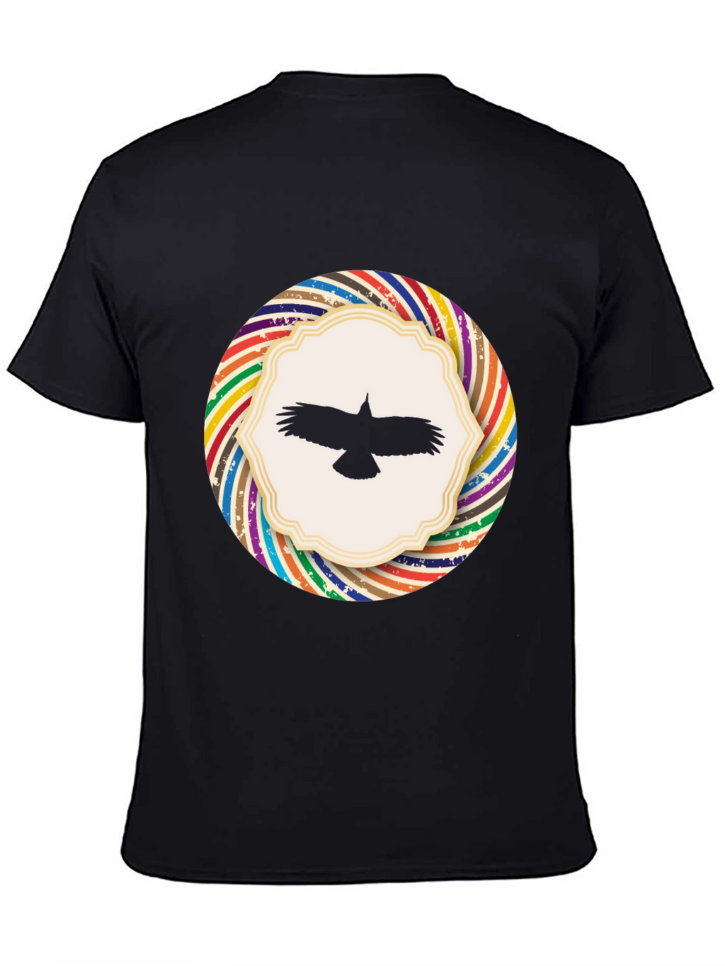 Stylish Black T-Shirt with Bird Graphic Design