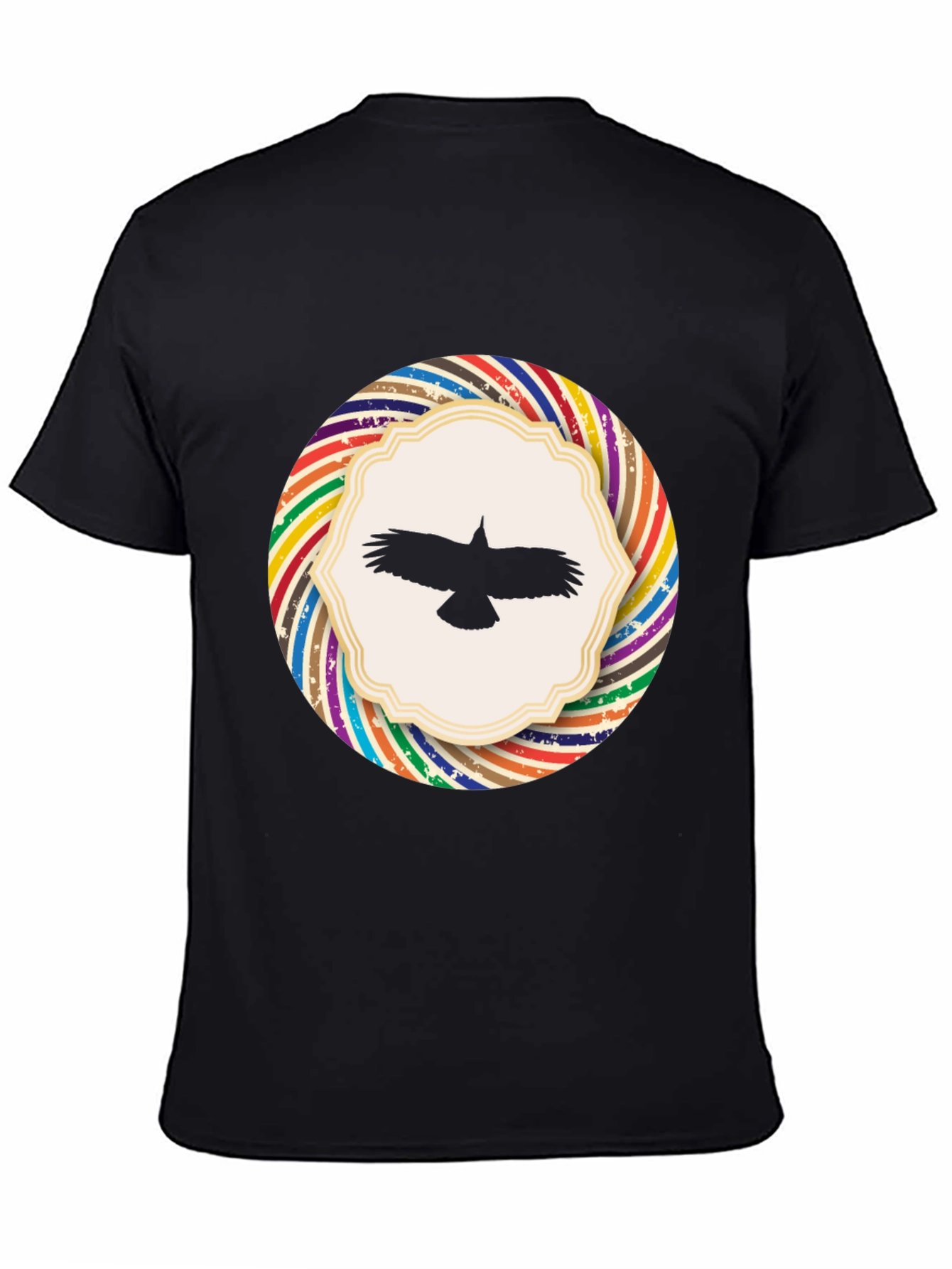 Stylish Black T-Shirt with Bird Graphic Design