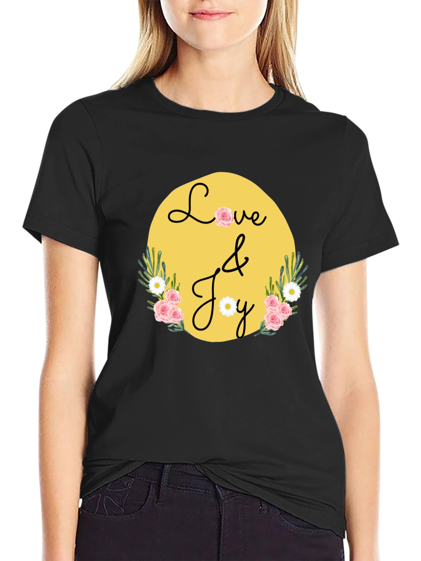 Love & Joy Graphic Tee - Black Casual Shirt