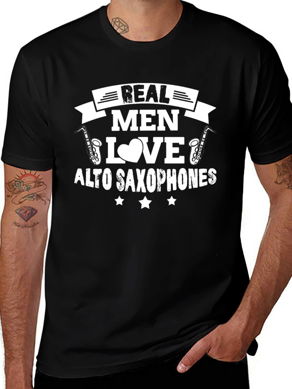Real Men Love Alto Saxophones - Black Graphic Tee