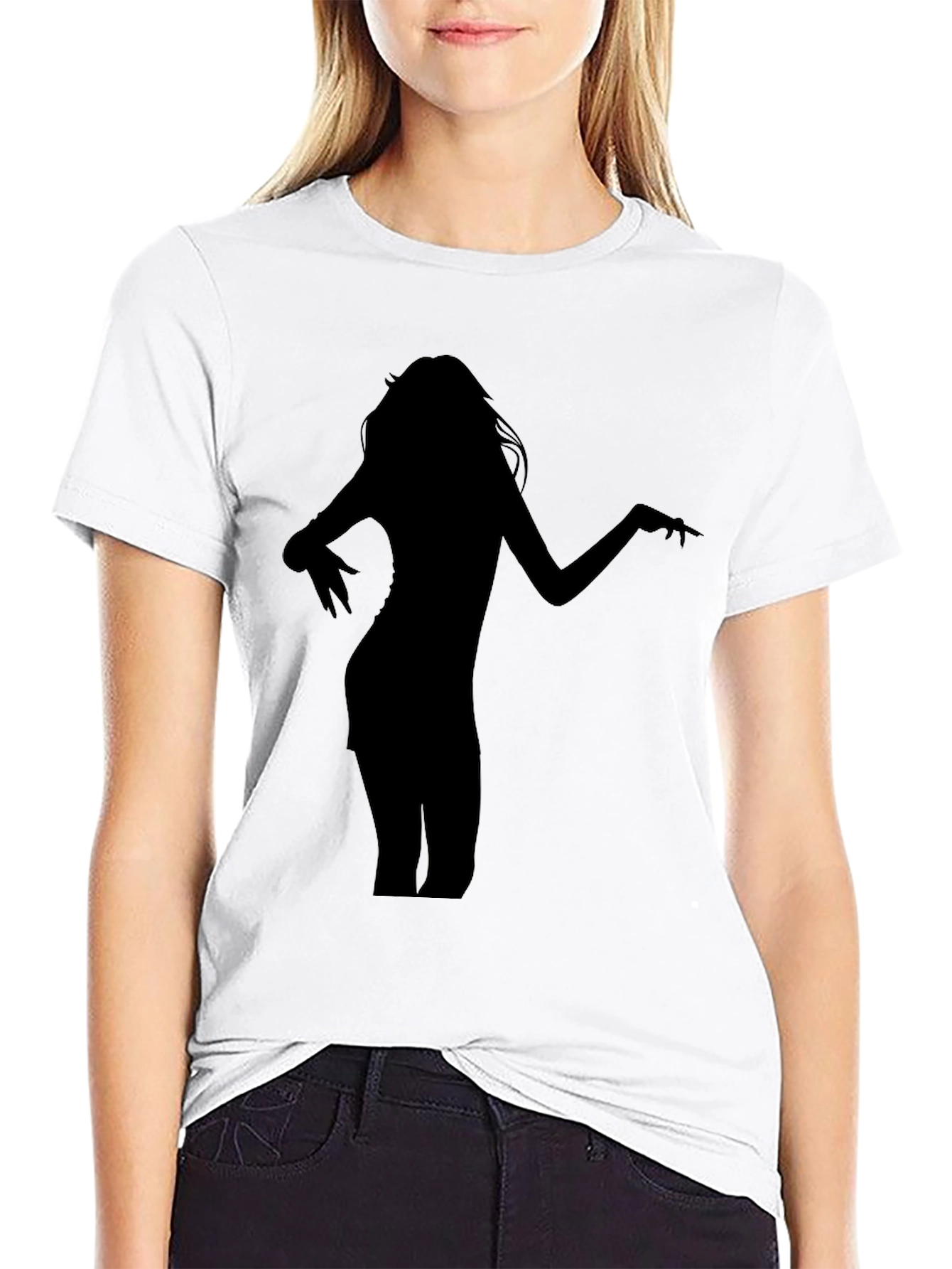 Silhouette Woman Graphic Black T-Shirt