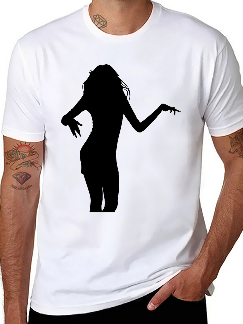 Silhouette Woman Graphic Black T-Shirt