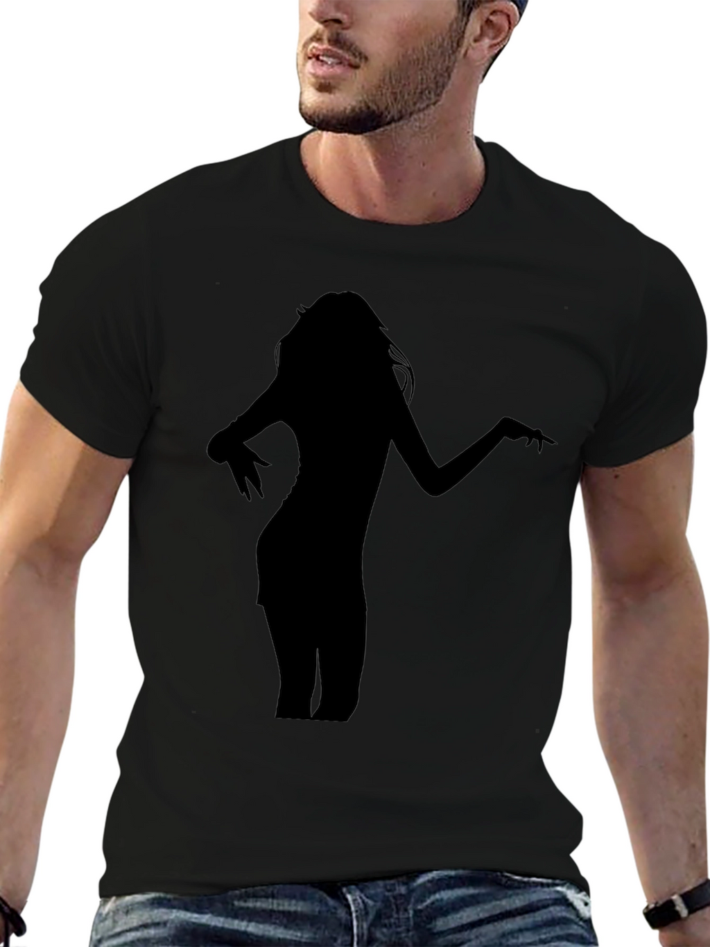 Silhouette Woman Graphic Black T-Shirt