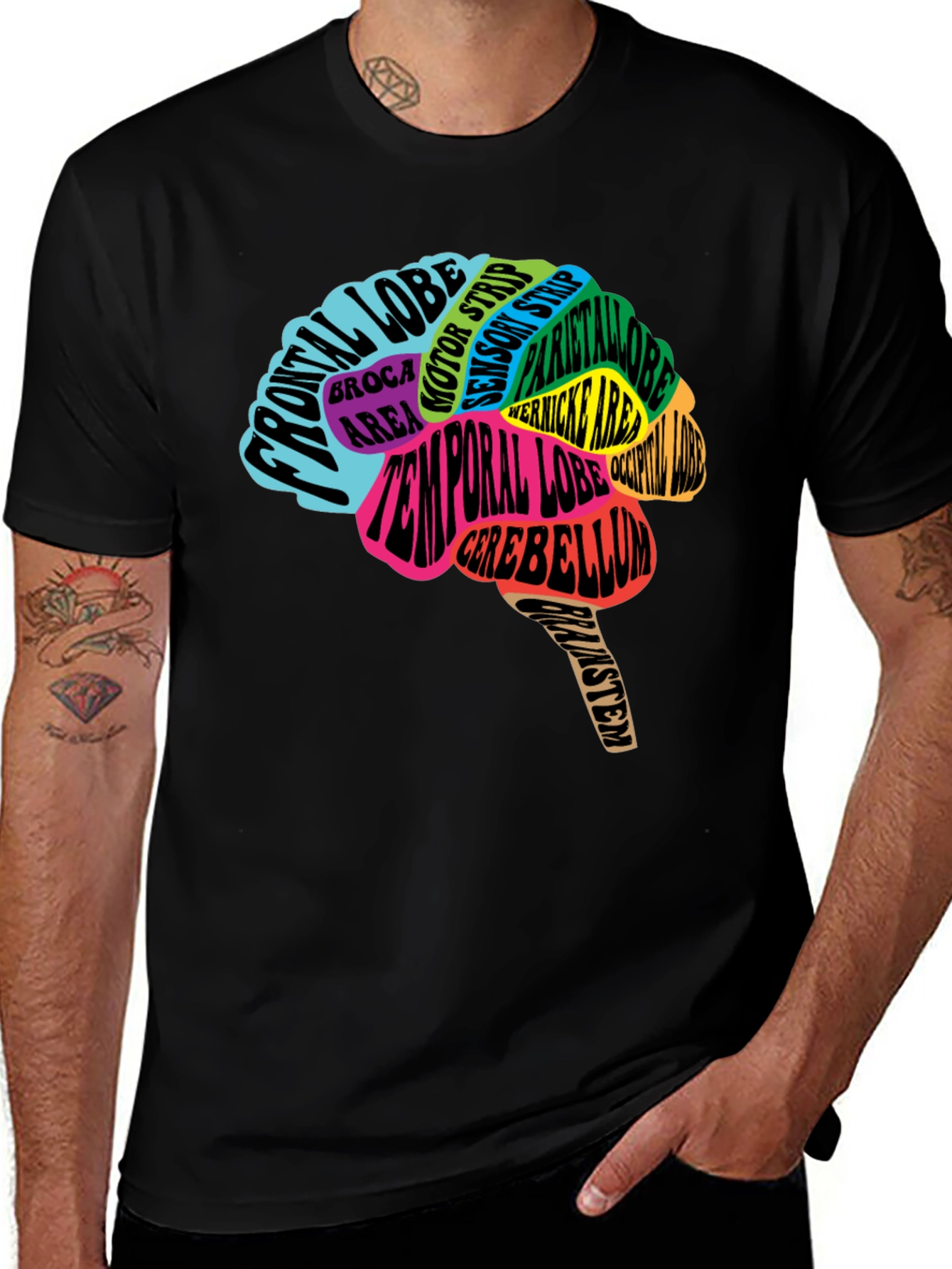 Anatomical Brain T-Shirt - Colorful Neurology Tee